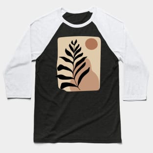 Modern Minimalist Simple Abstract Pastel Pink Black Leaf Art Baseball T-Shirt